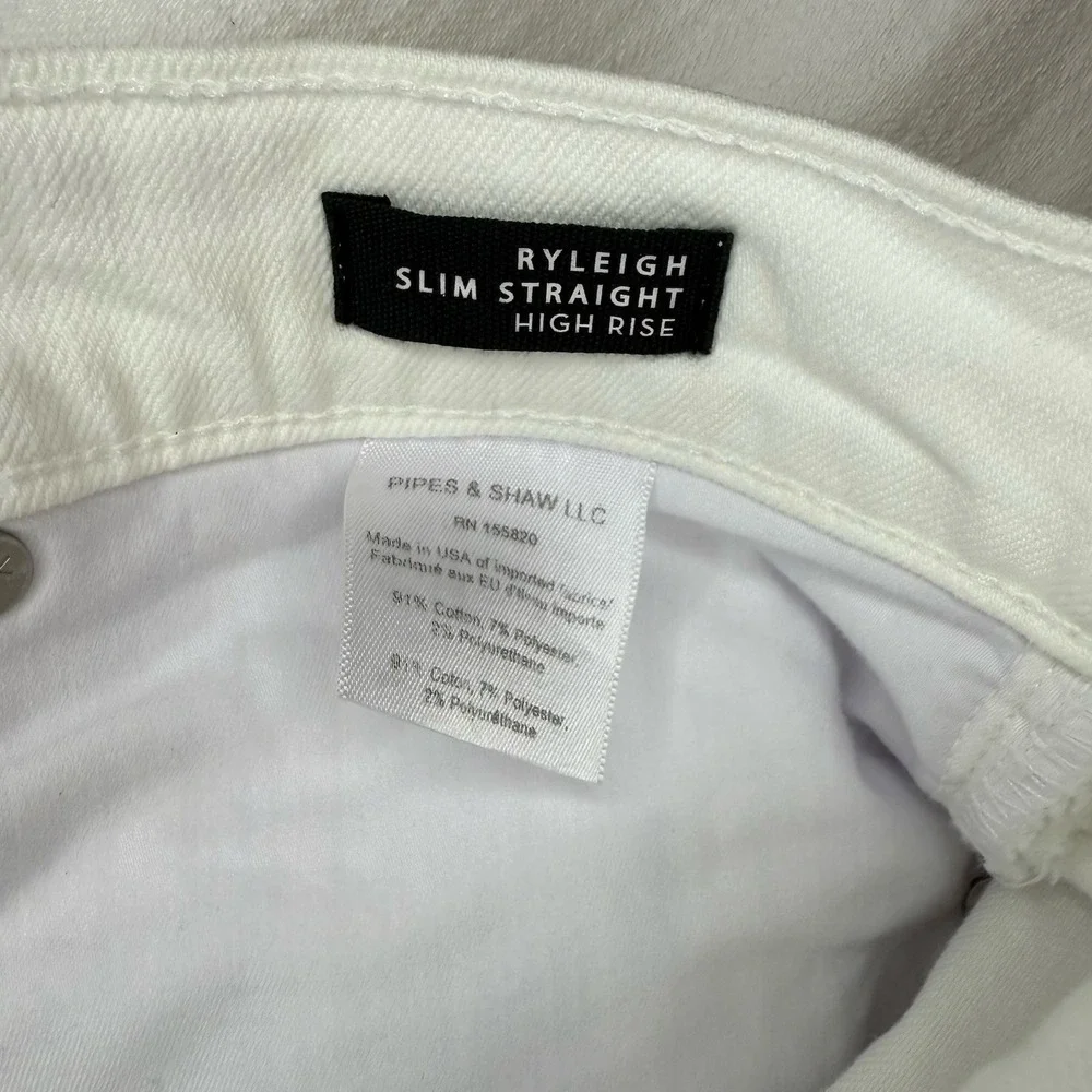 Veronica Beard Jeans Ryleigh Slim Straight High Rise White Button Fly Womens 32